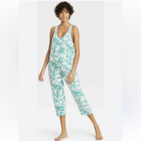 Aqua and White Tie-Dye Jumpsuit, fleece lined - Picture 3 of 3